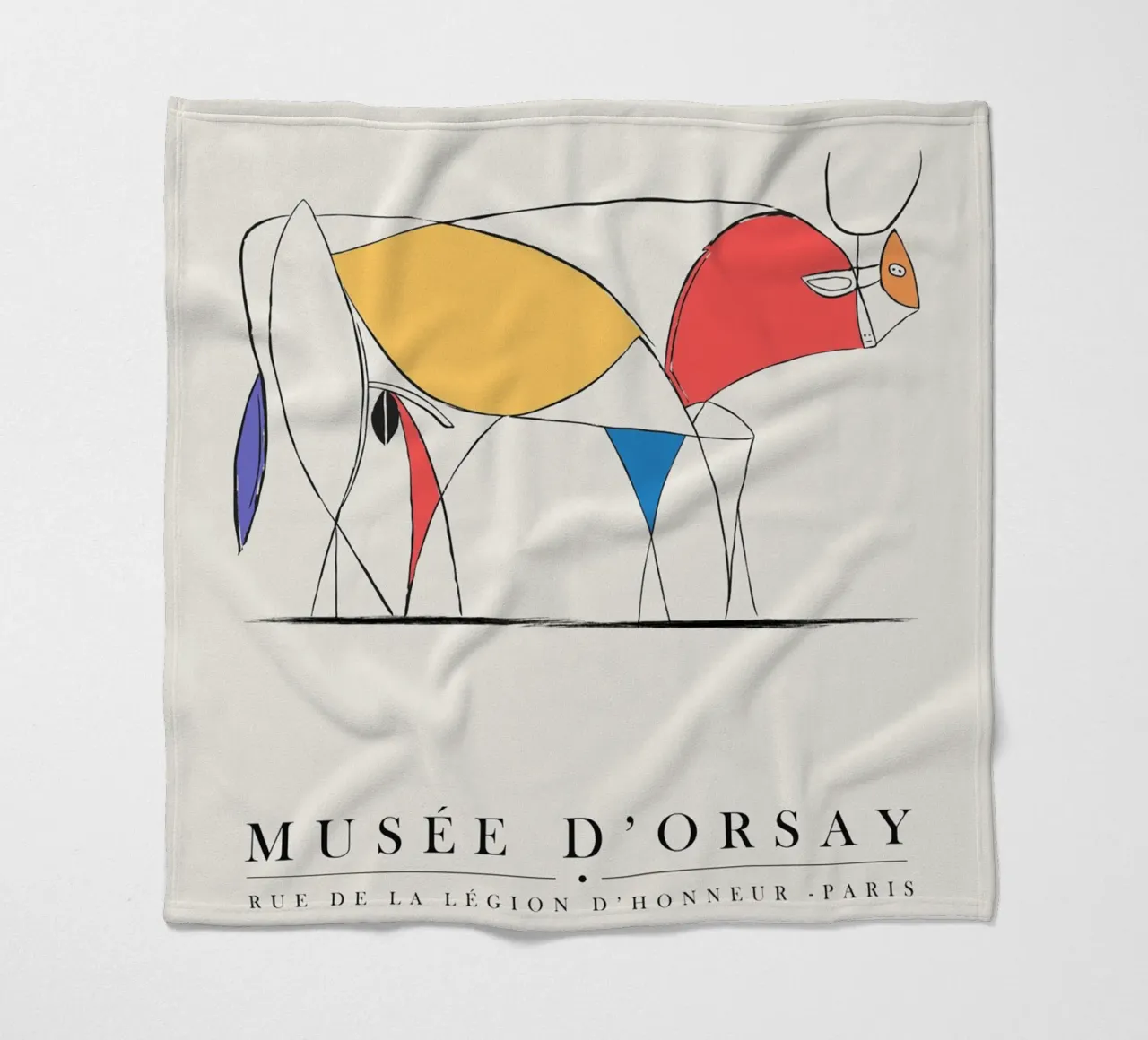 Design minimalista del toro ispirato a Picasso coperta in pile da Whole©