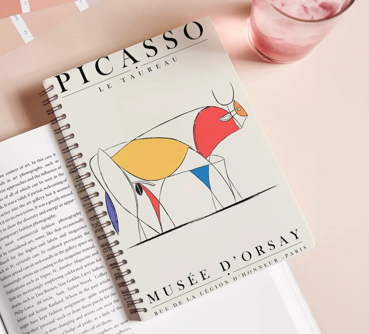 Picasso-inspired minimalist bull design spiral notebook by Whole©