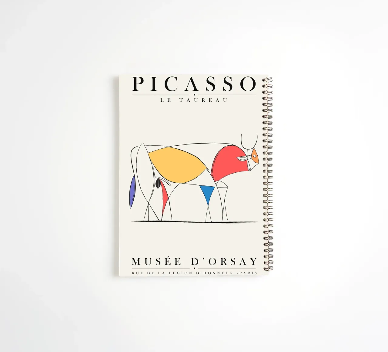 Picasso-inspired minimalist bull design spiral notebook by Whole©