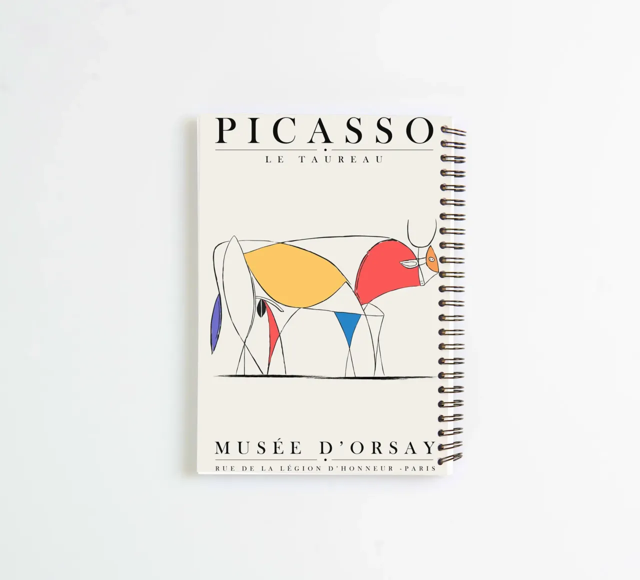 Picasso-inspired minimalist bull design spiral notebook by Whole©
