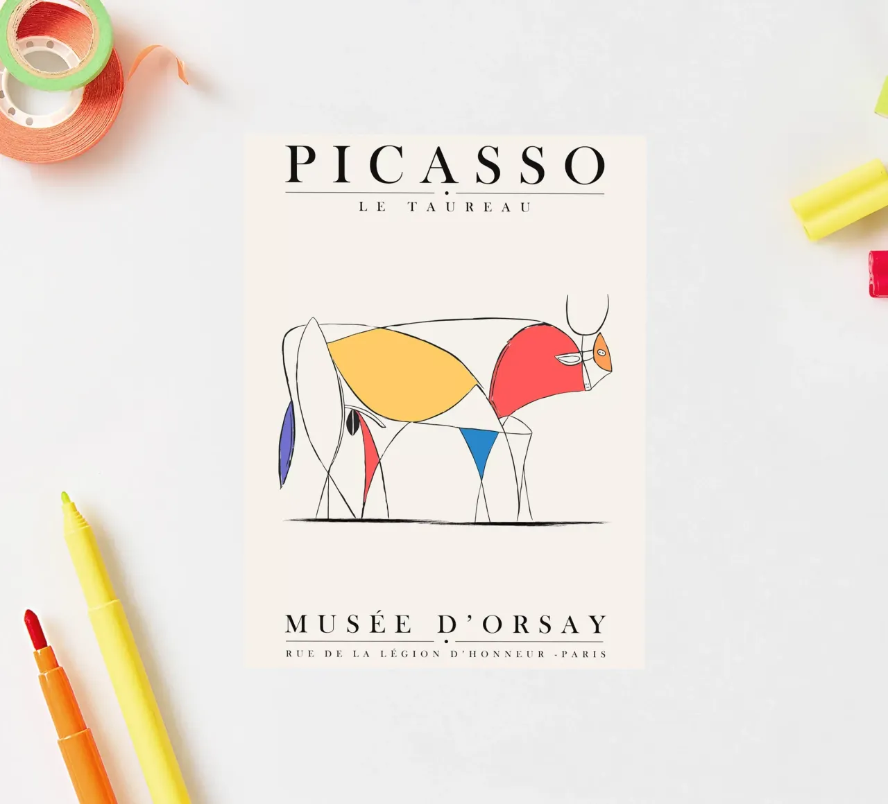 Design minimalista del toro ispirato a Picasso adesivo da Whole©