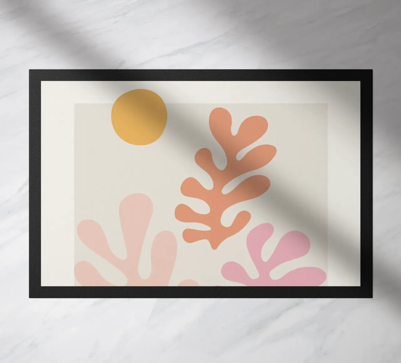 Colourful abstract leaf motif - Modern art print doormat by Whole©