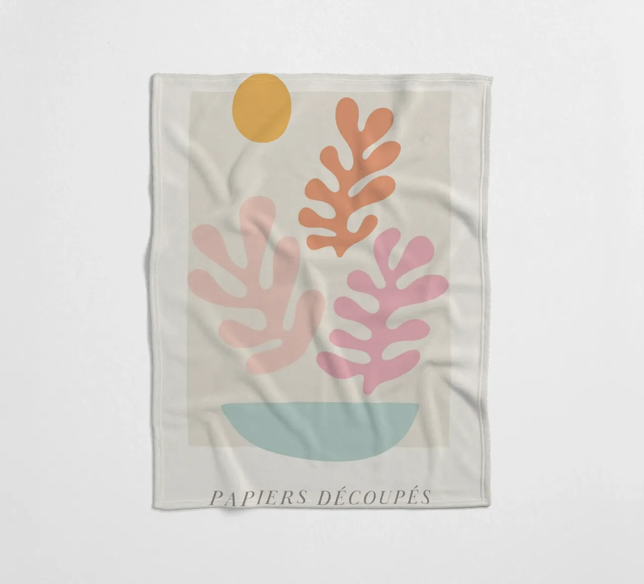Colourful abstract leaf motif - Modern art print fleece blanket by Whole©