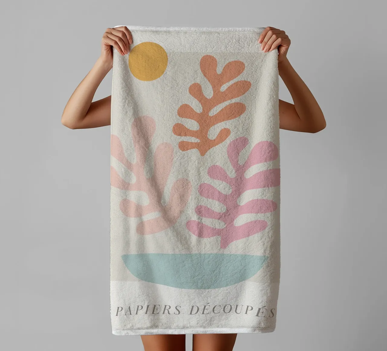 Colourful abstract leaf motif - Modern art print towel by Whole©