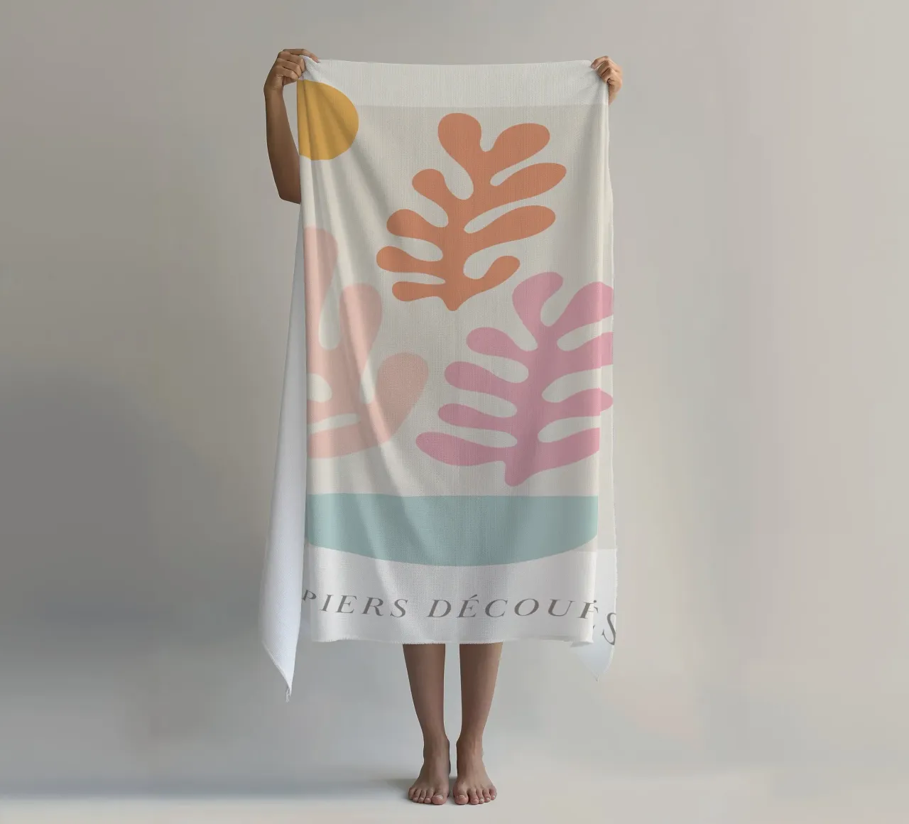 Colourful abstract leaf motif - Modern art print beach towel by Whole©