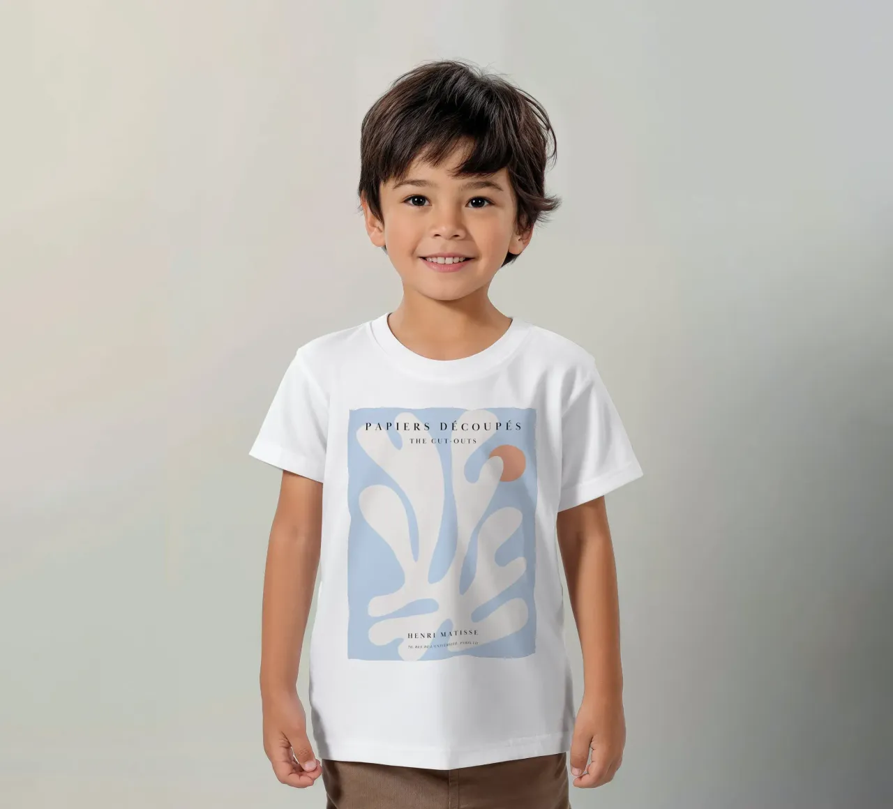 Matisse-inspired silhouette motif in soft colours kids t-shirt by Whole©