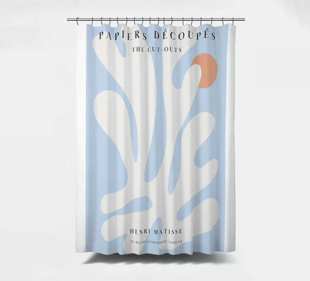 Matisse-inspired silhouette motif in soft colours shower curtain by Whole©