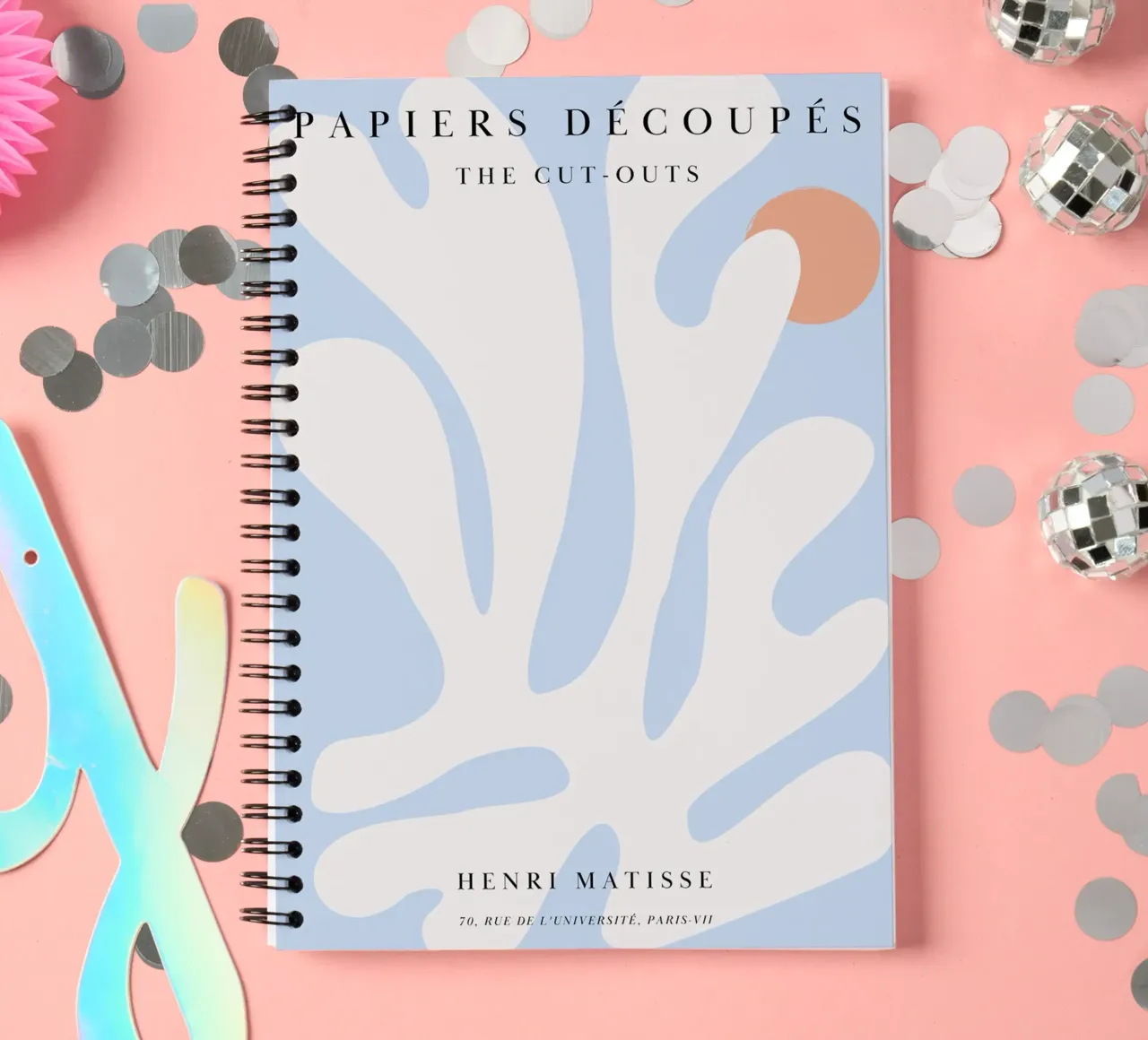 Matisse-inspired silhouette motif in soft colours spiral notebook by Whole©