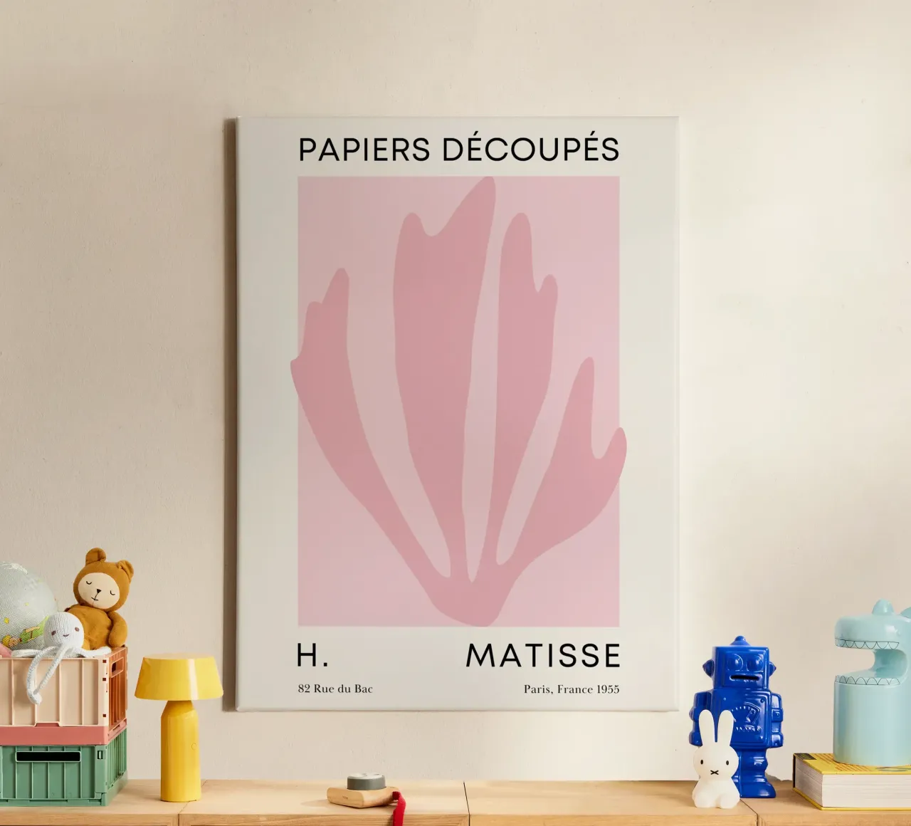 Roze bladvorm - op Matisse geïnspireerd silhouetontwerp canvas met Baklijst van Whole©