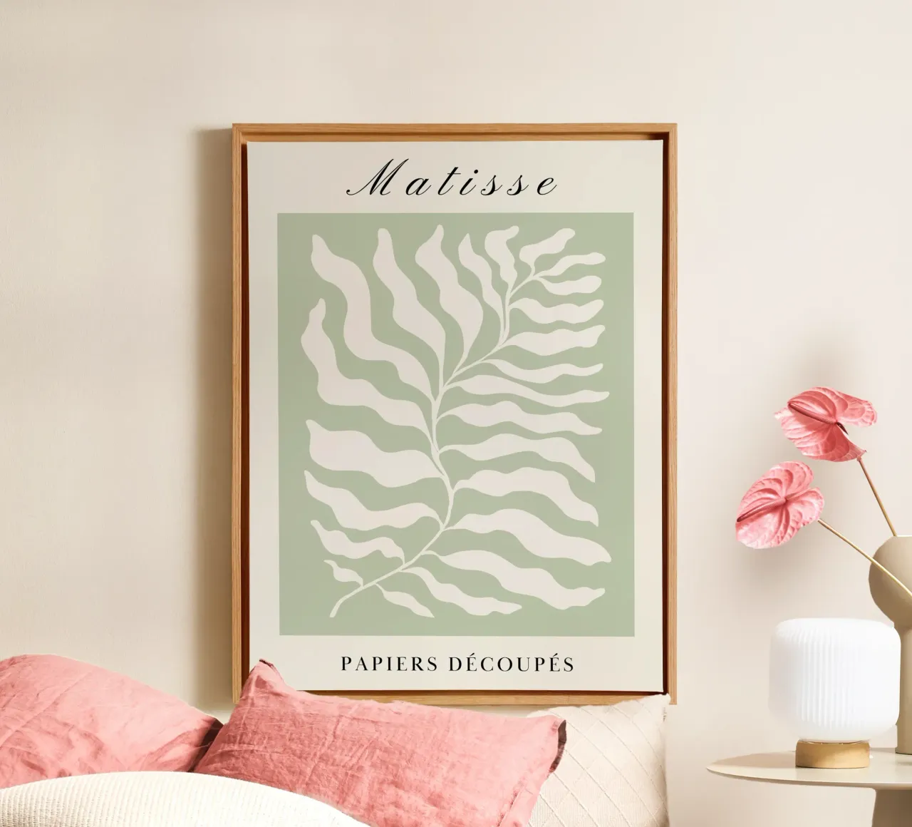 Abstract bladmotief - Op Matisse geïnspireerd kunstwerk canvas met Baklijst van Whole©