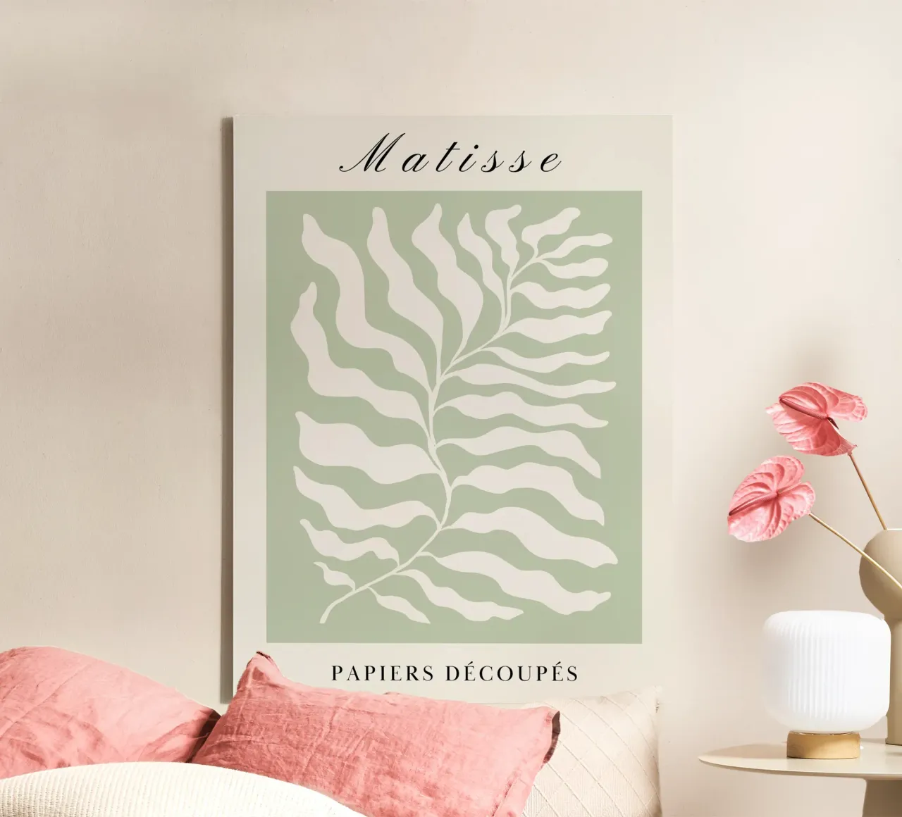 Abstract bladmotief - Op Matisse geïnspireerd kunstwerk canvas met Baklijst van Whole©