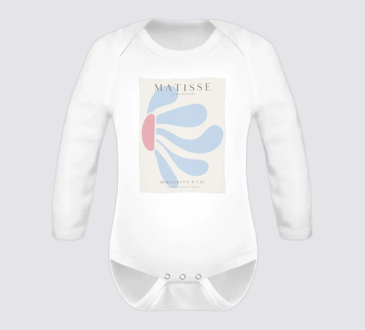 Abstract flower shape - Matisse inspired design long-sleeve baby romper by Whole©