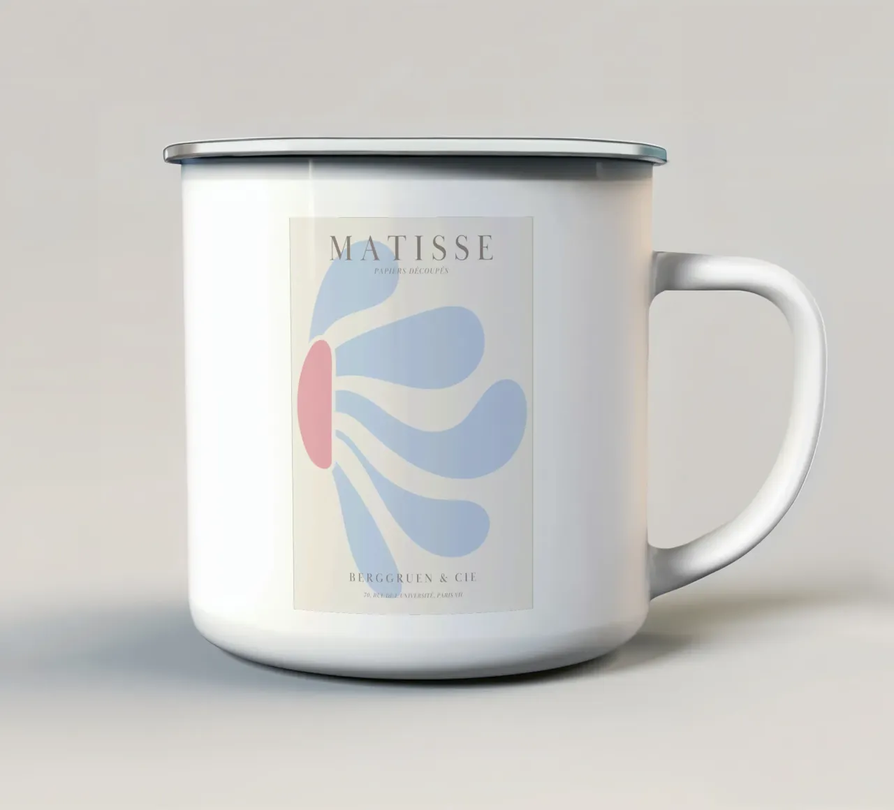 Abstracte bloemvorm - Op Matisse geïnspireerd ontwerp emaille mok van Whole©