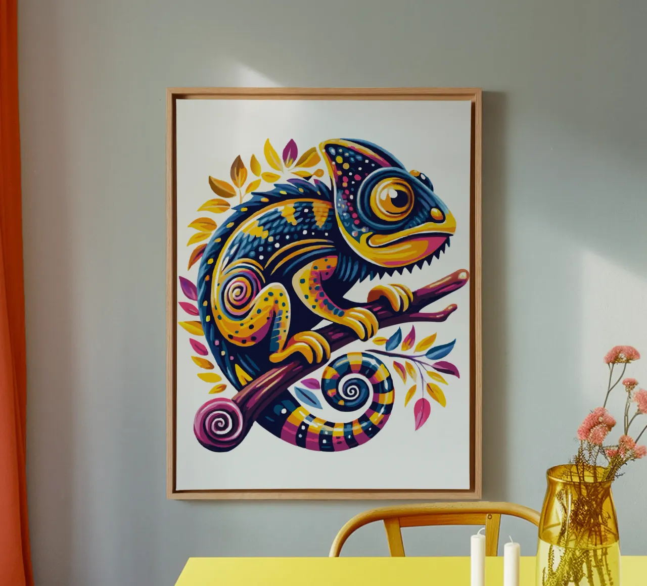 Prismatic Chameleon Fantasy canvas with Floater frame by Artnesia