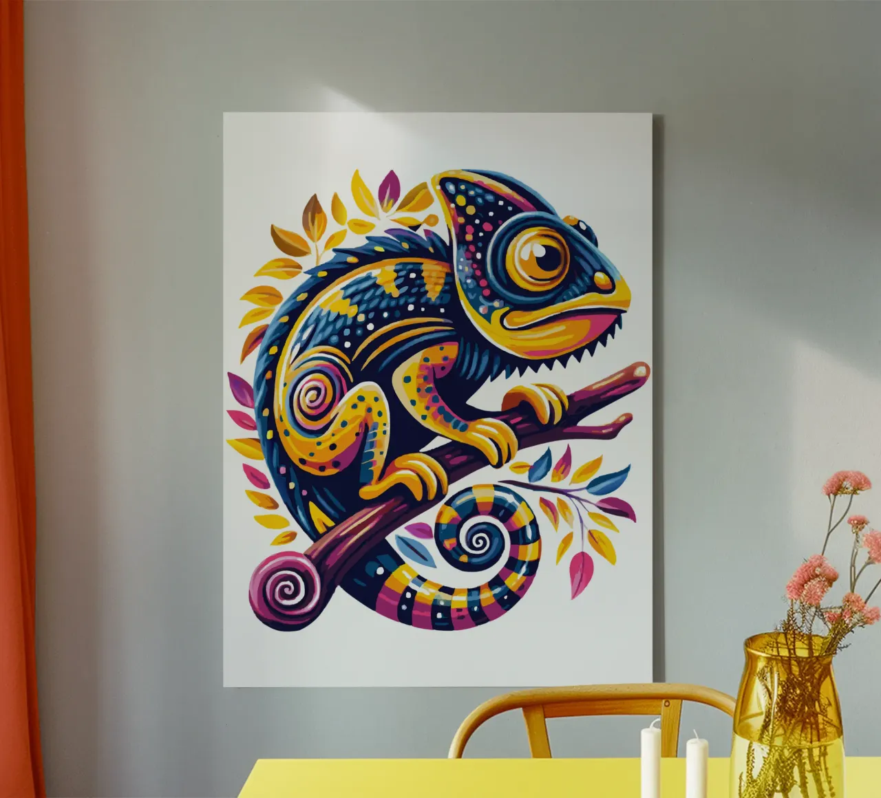 Prismatic Chameleon Fantasy canvas with Floater frame by Artnesia