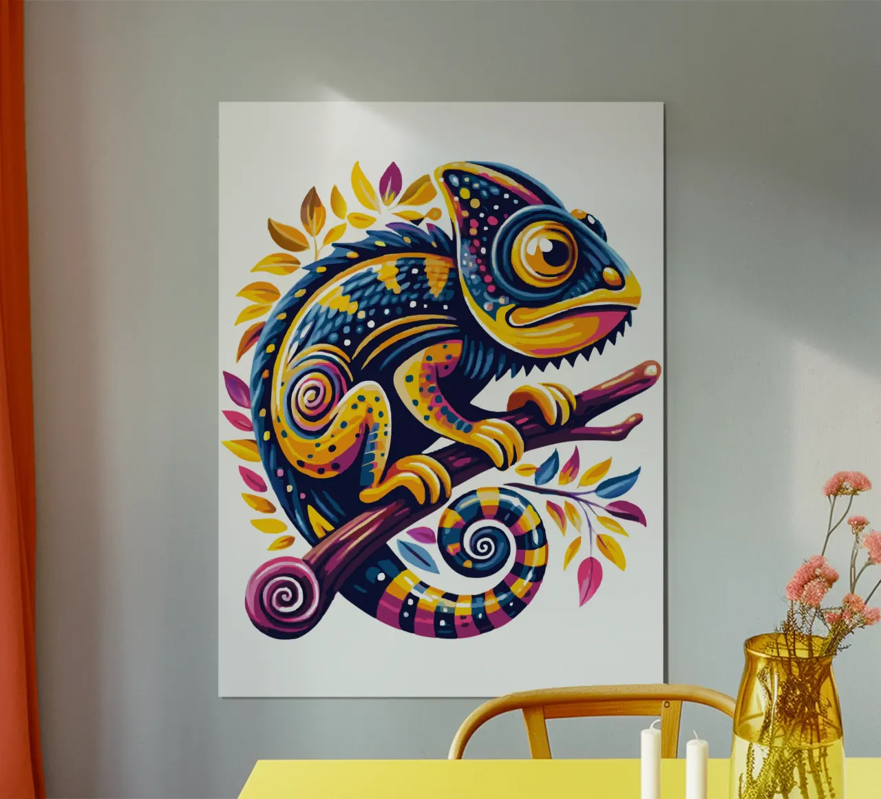 Prismatic Chameleon Fantasy poster with aluminum frame by Artnesia