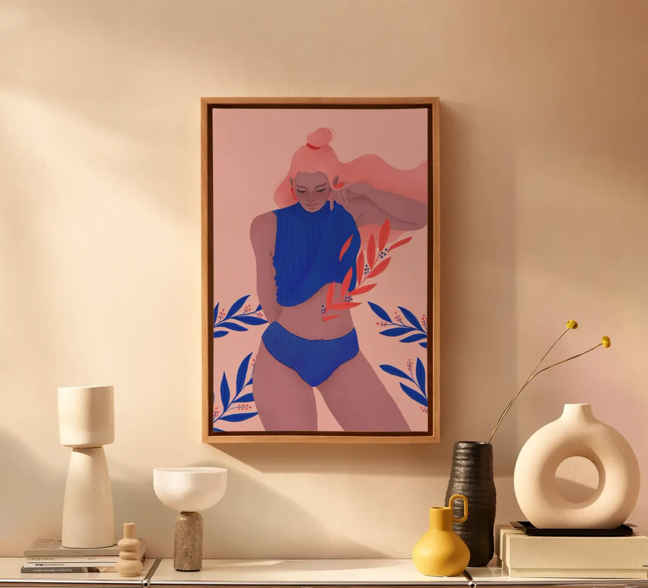 Veronika Grenzebach - I'll stay with the lakes in my mind canvas with Floater frame by The Artcircle
