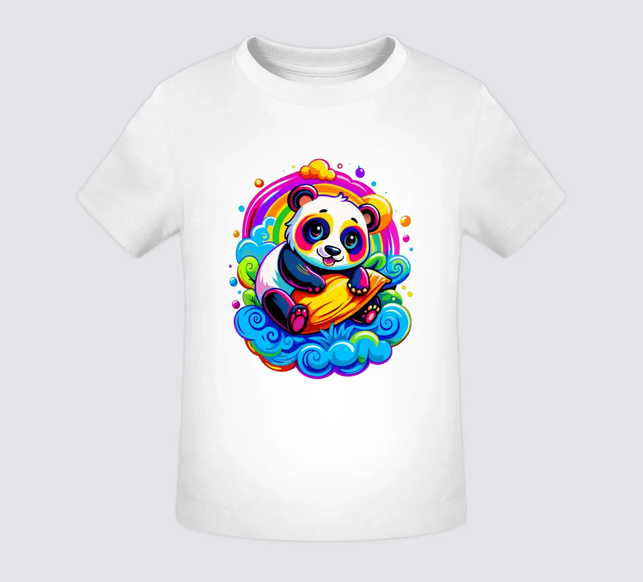 Cute Panda Hugging a Pillow on a Cloud baby t-shirt by Artnesia