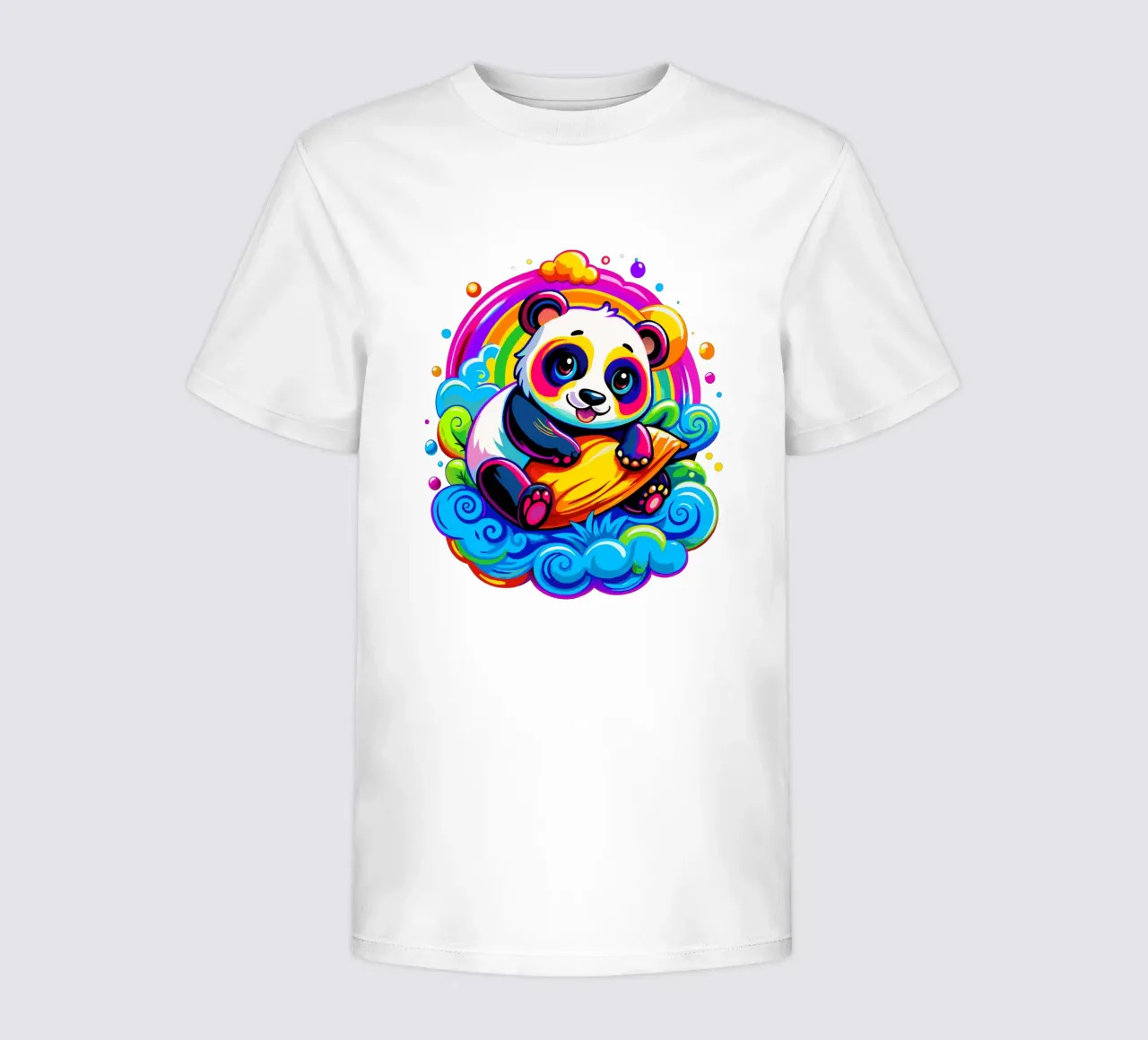 Cute Panda Hugging a Pillow on a Cloud kids t-shirt by Artnesia