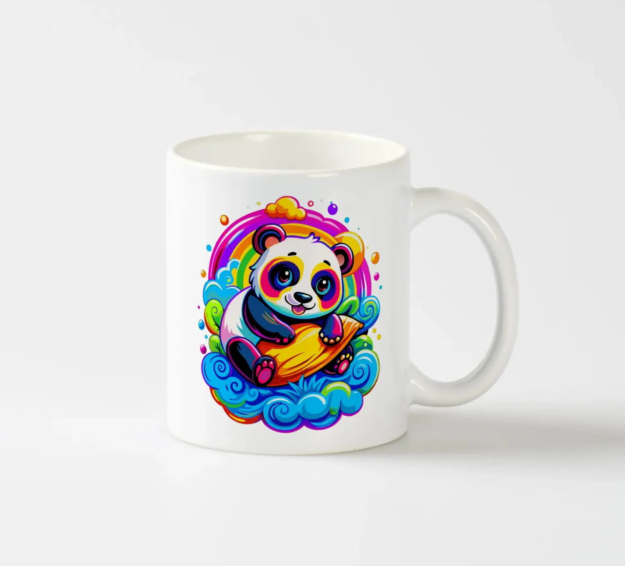 Panda carino che abbraccia un cuscino su una nuvola tazza in ceramica da Artnesia