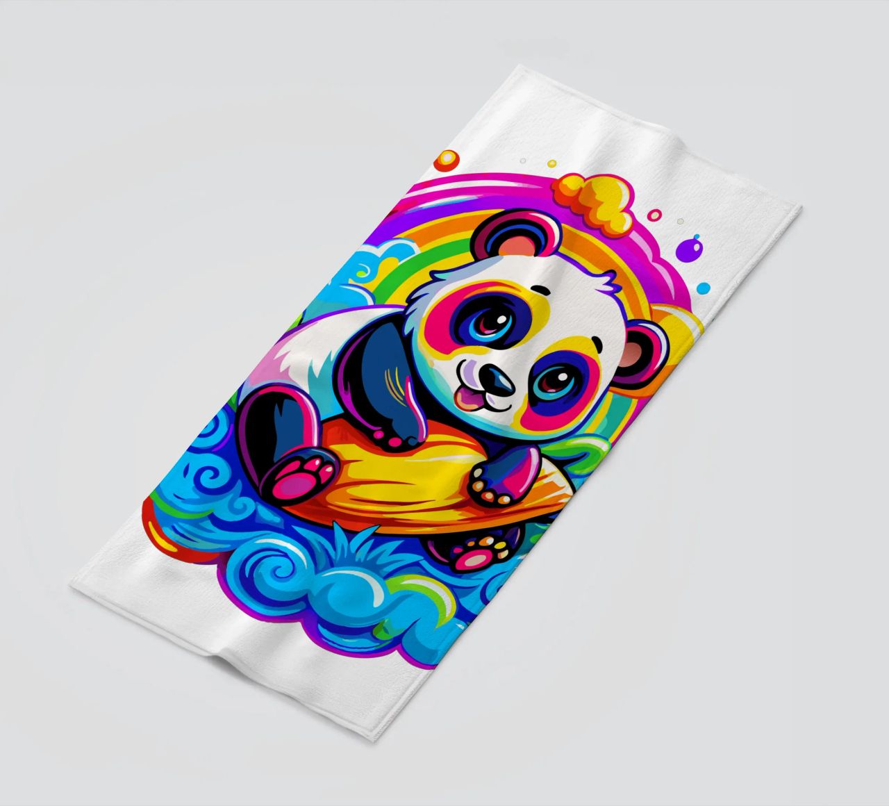 Panda carino che abbraccia un cuscino su una nuvola telo mare da Artnesia