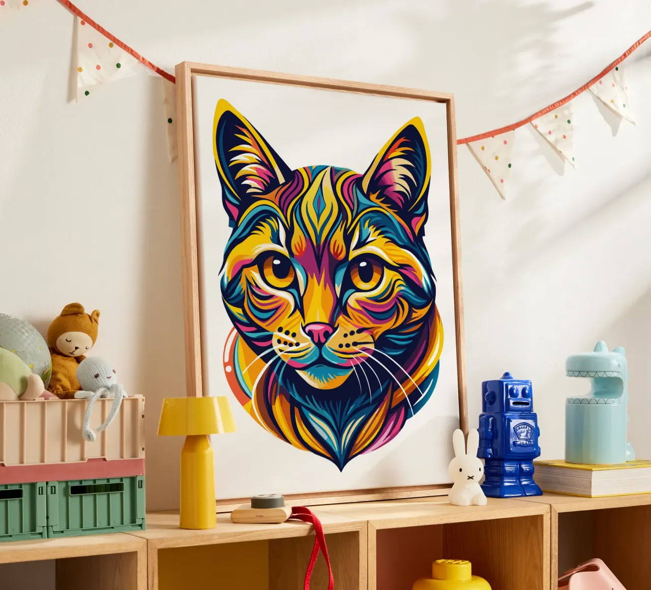 Katzenliebhaber Leinwand mit Schattenfugenrahmen von Artnesia