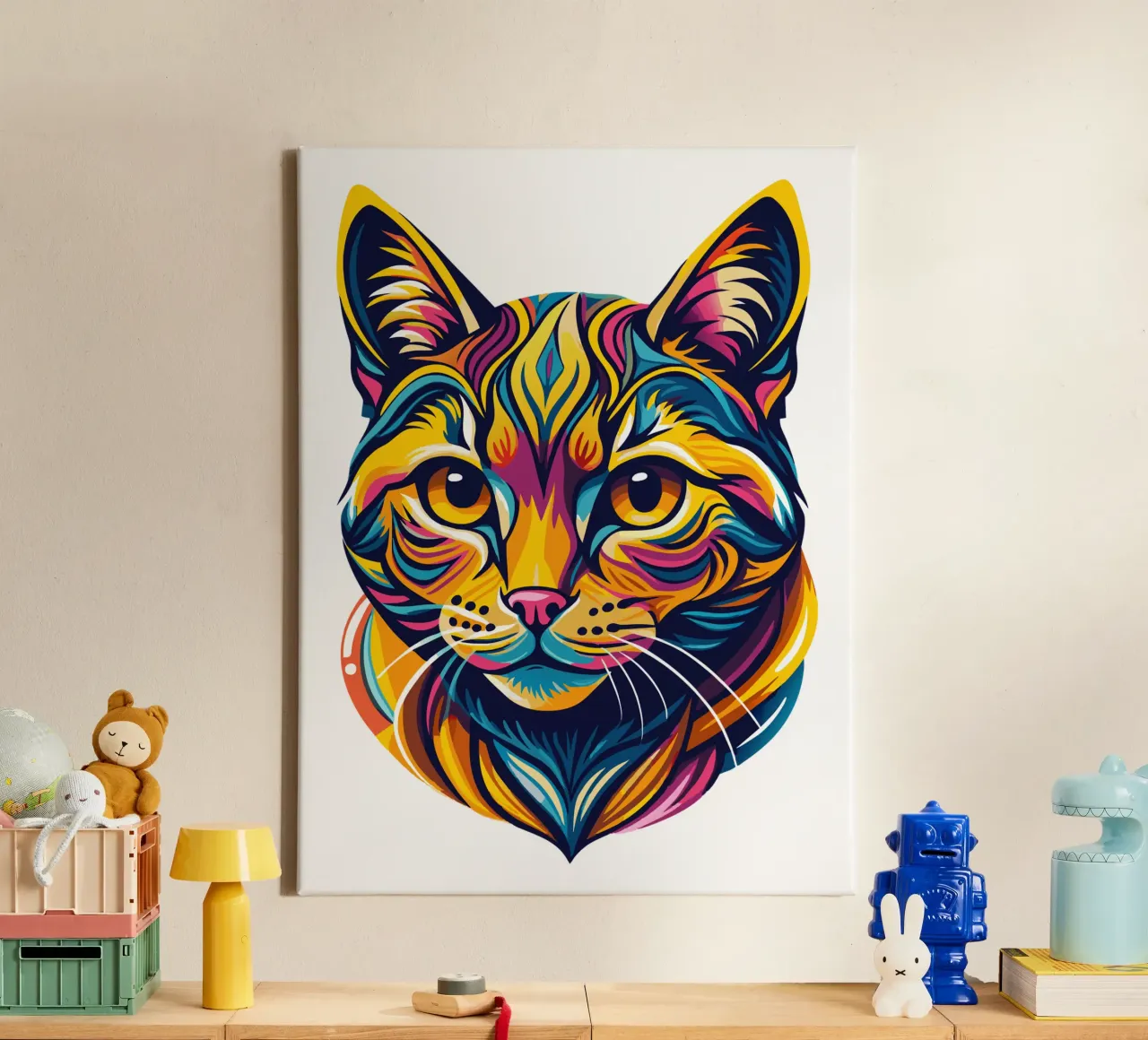 Katzenliebhaber Leinwand mit Schattenfugenrahmen von Artnesia