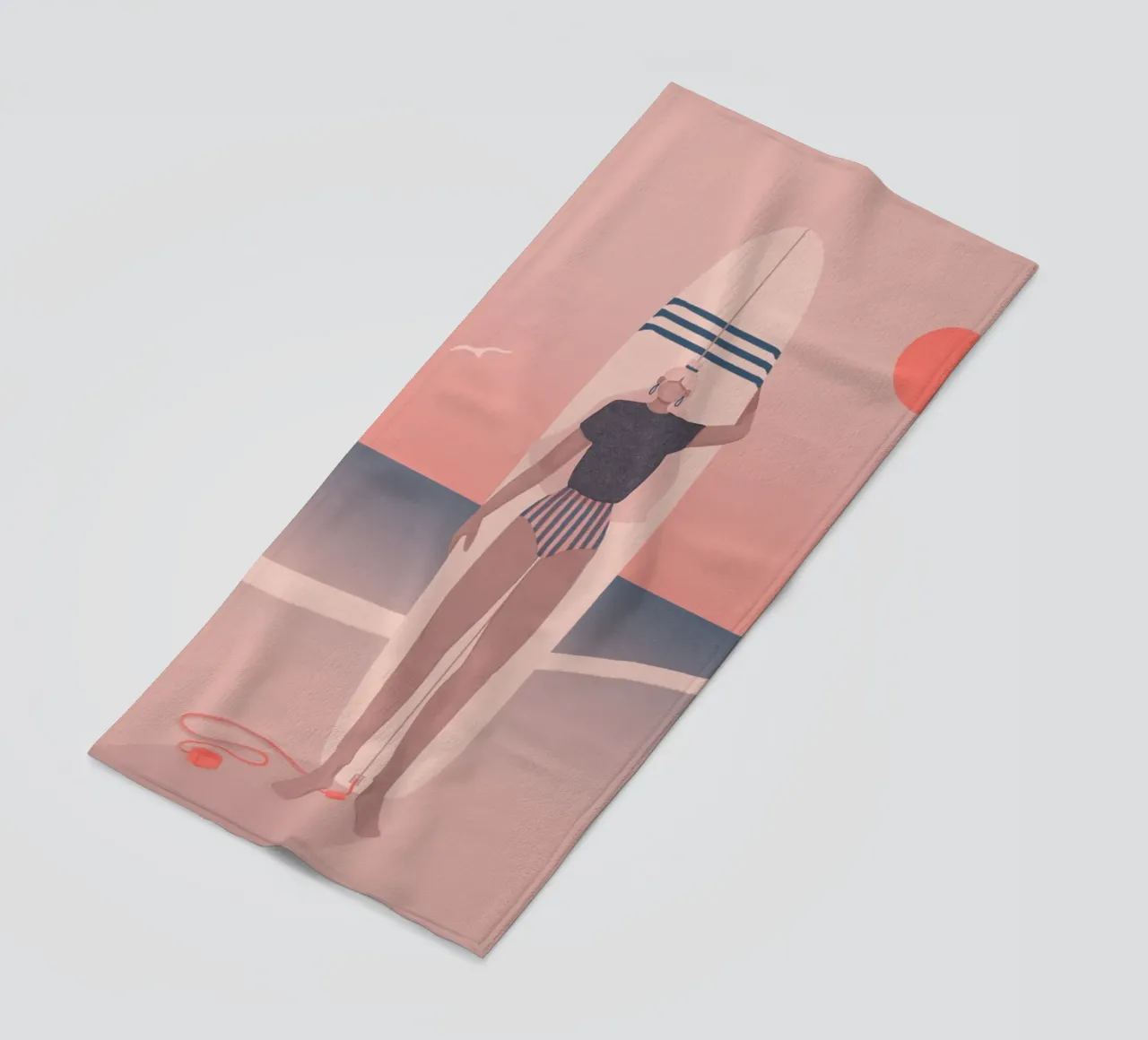 Veronika Grenzebach - Red Sky Blue Sea beach towel by The Artcircle