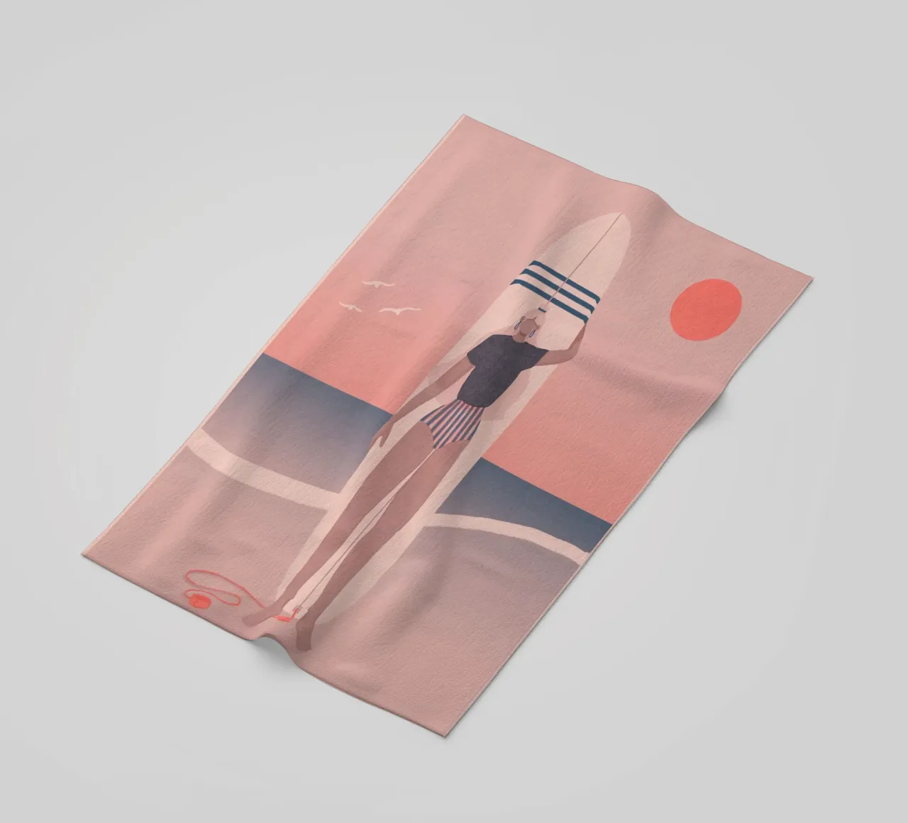 Veronika Grenzebach - Red Sky Blue Sea beach towel by The Artcircle