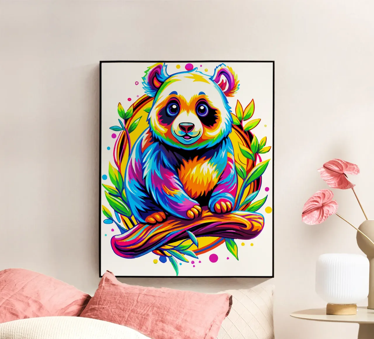 Cute Panda Bear acryl van Artnesia
