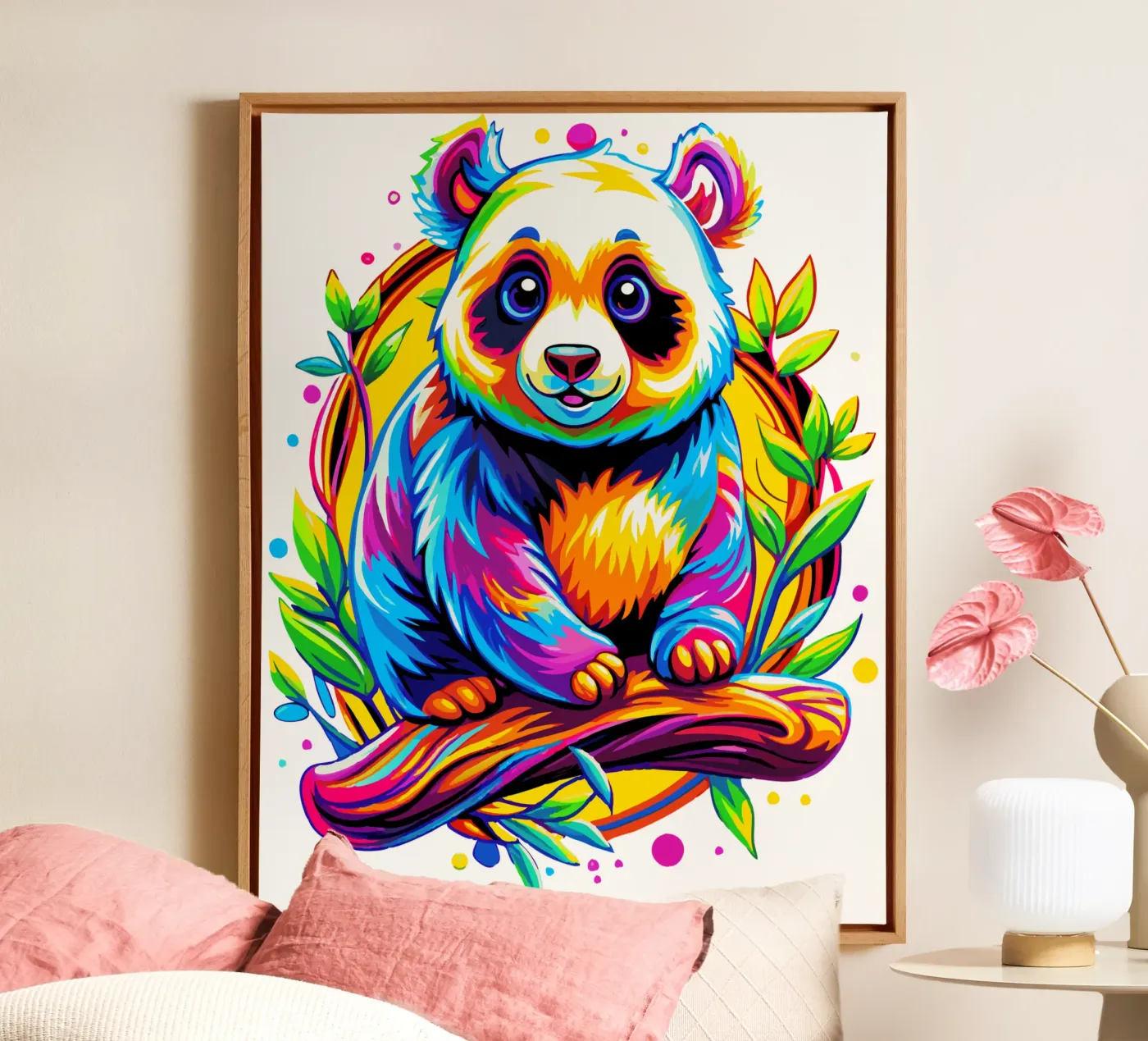Cute Panda Bear canvas by Artnesia