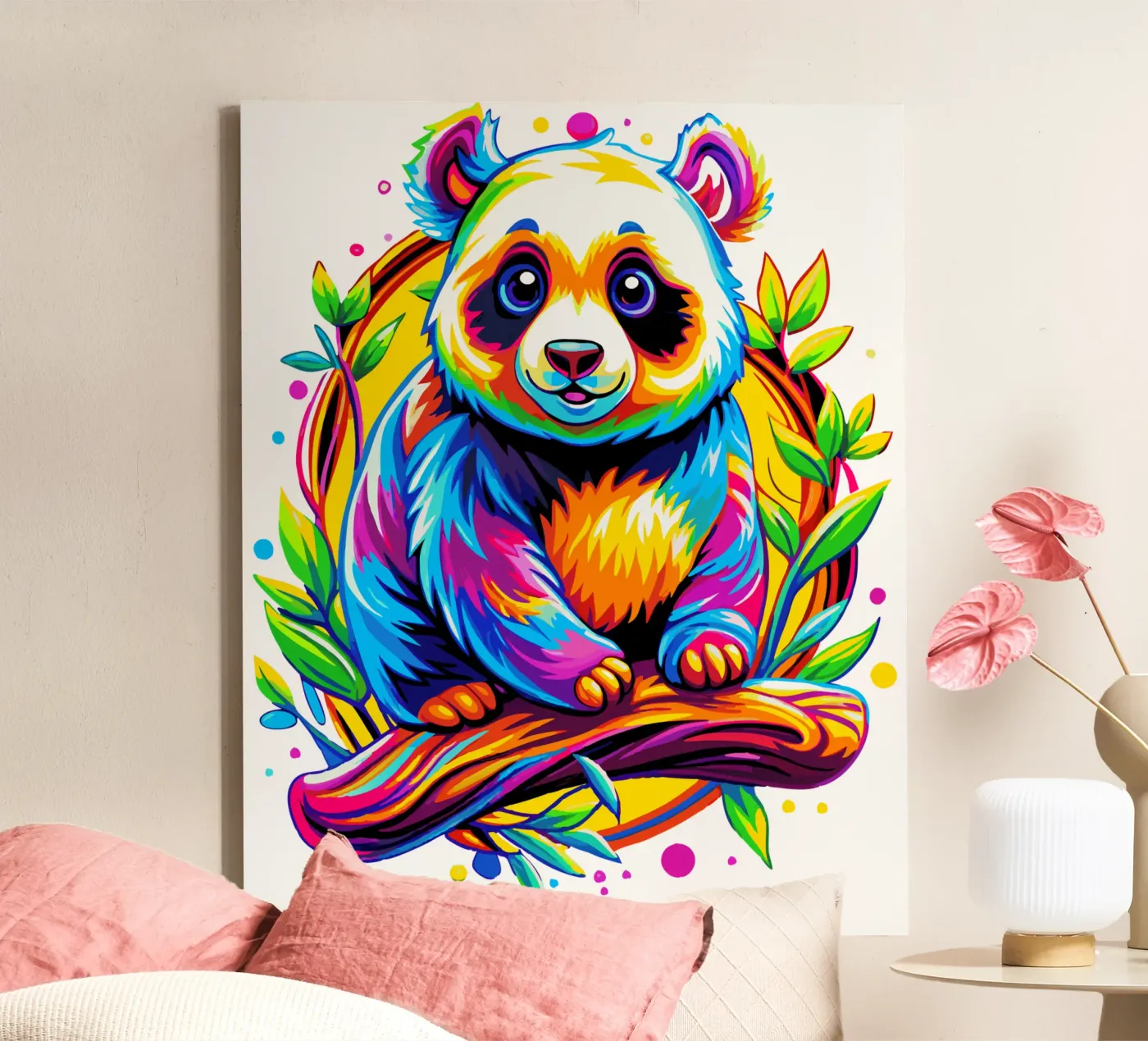 Cute Panda Bear canvas by Artnesia