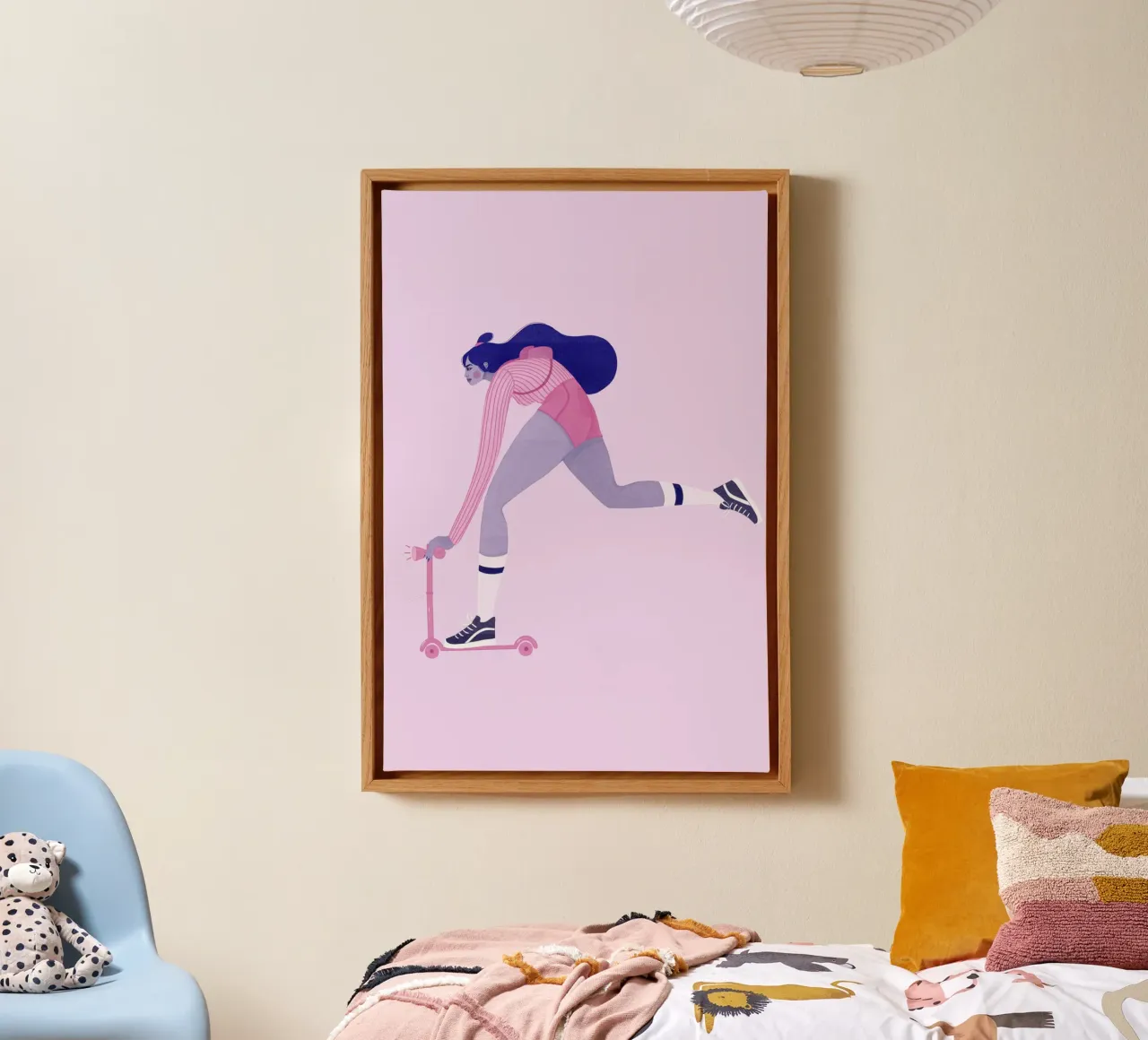 Veronika Grenzebach - Scooting to work canvas with Floater frame by The Artcircle
