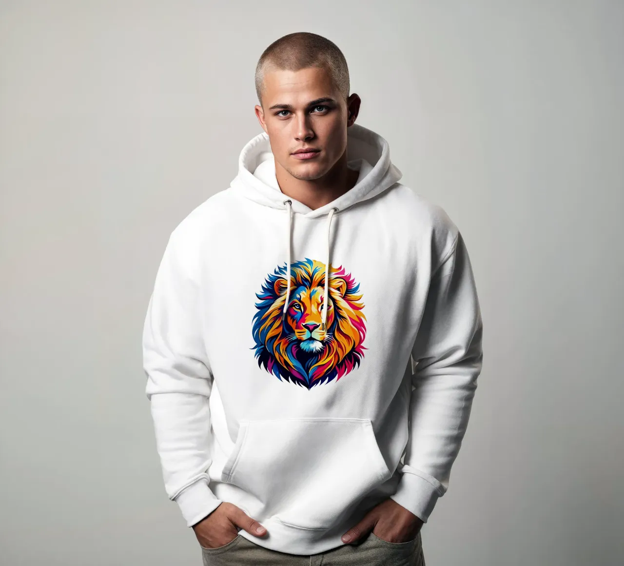 Testa del Re Leone Colori vibranti felpa con cappuccio da Artnesia