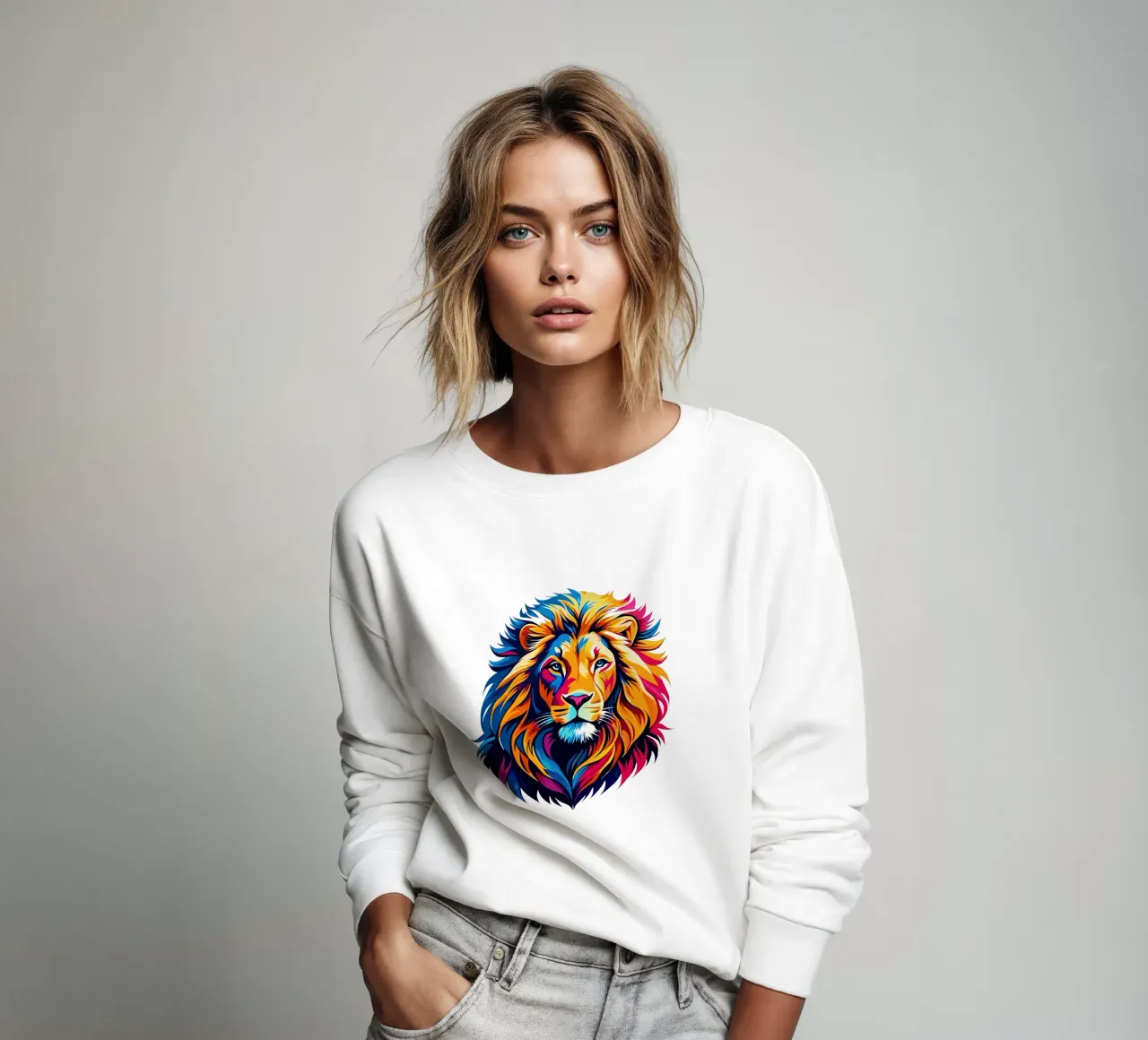 Lion King Head Vibrant Colours sweatshirt by Artnesia