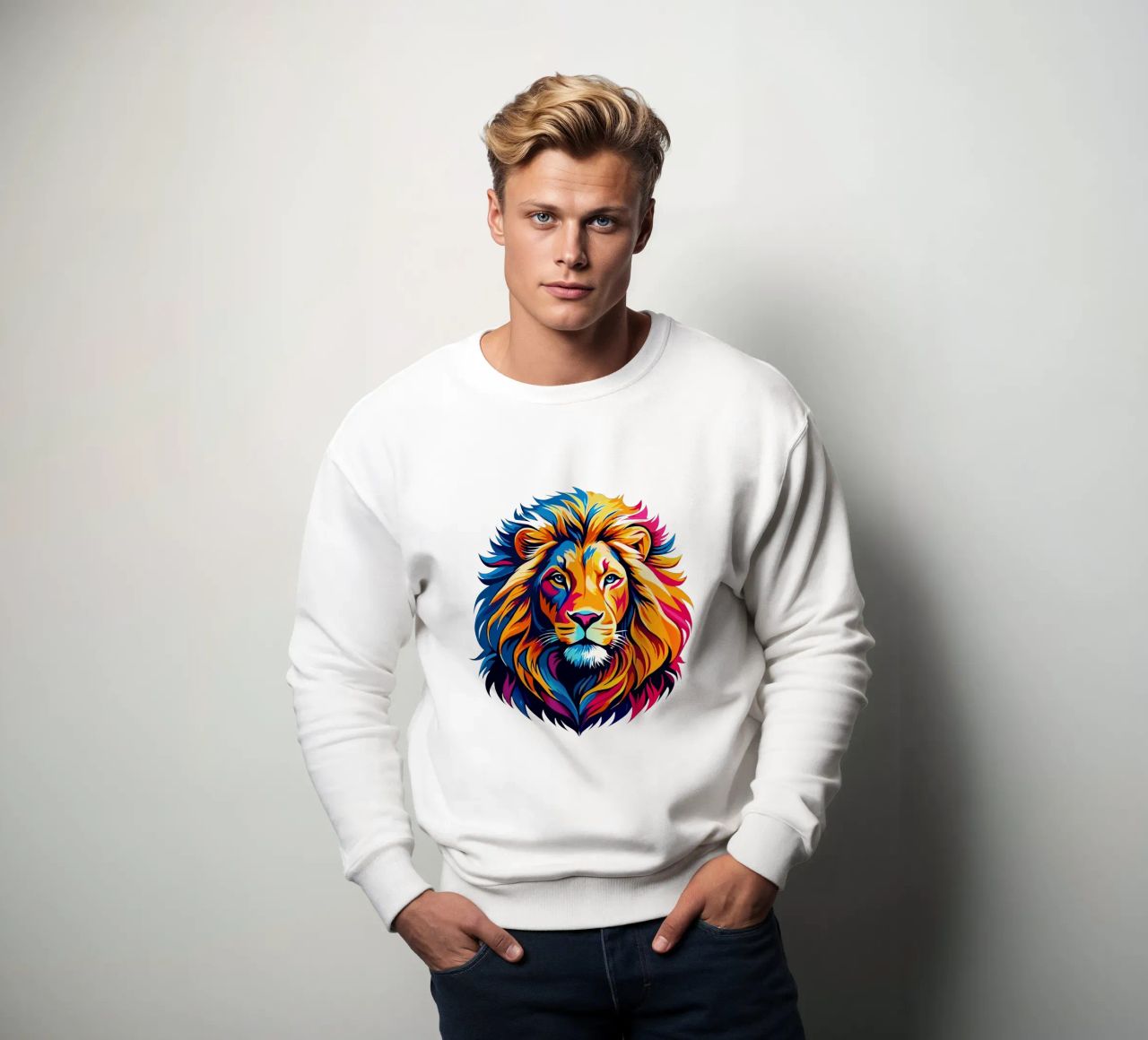 Testa del Re Leone Colori vibranti felpa da Artnesia