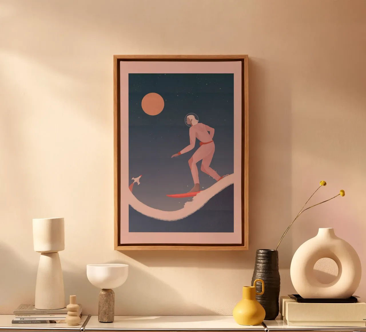 Veronika Grenzebach - Surfen op andere planeten canvas met Baklijst van The Artcircle