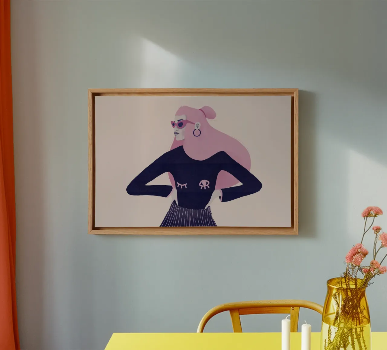 Veronika Grenzebach - Möchte ihr Haar essen Leinwand mit Schattenfugenrahmen von The Artcircle