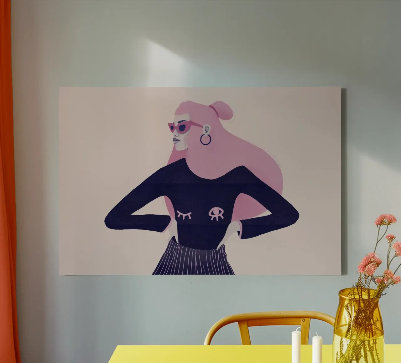 Veronika Grenzebach - Möchte ihr Haar essen Leinwand mit Schattenfugenrahmen von The Artcircle