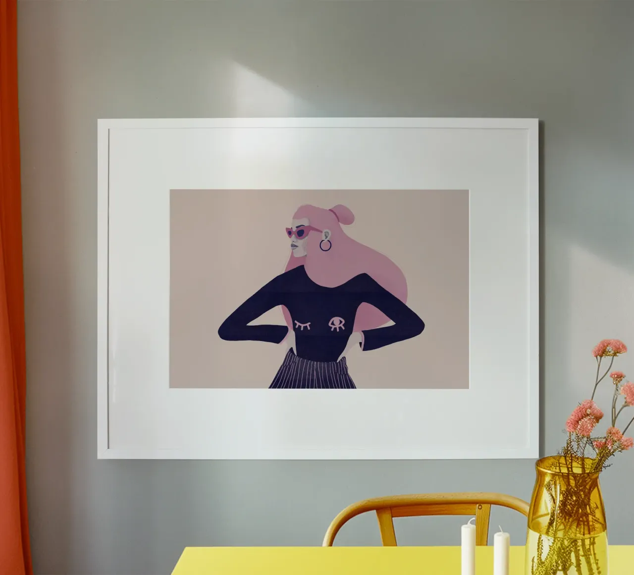 Veronika Grenzebach - Voglia di mangiare i suoi capelli poster con telaio in plastica da The Artcircle