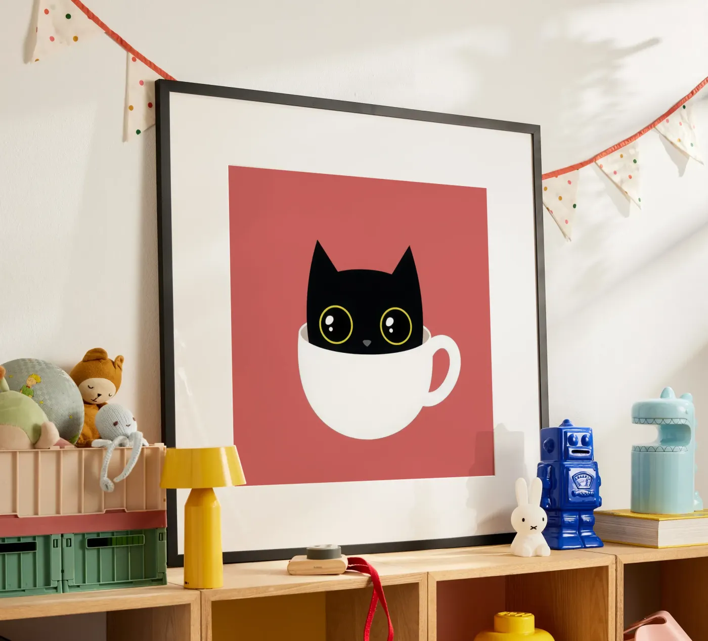 Coffee Cat Square poster by thypograph store