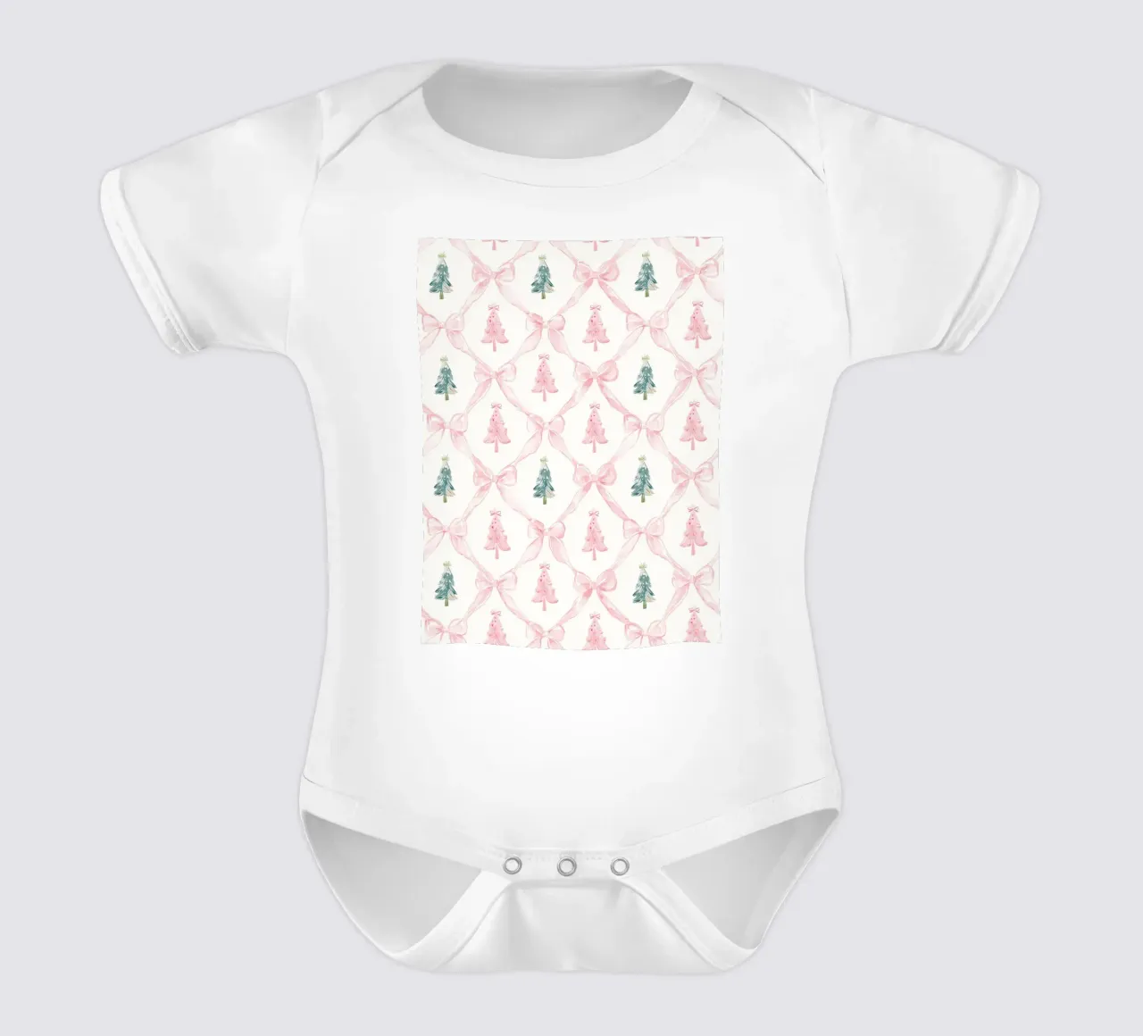 Coquette Estetica Alberi di Natale rosa con fiocchi rosa Y2K body neonato maniche corte da Gentle Echoes Art