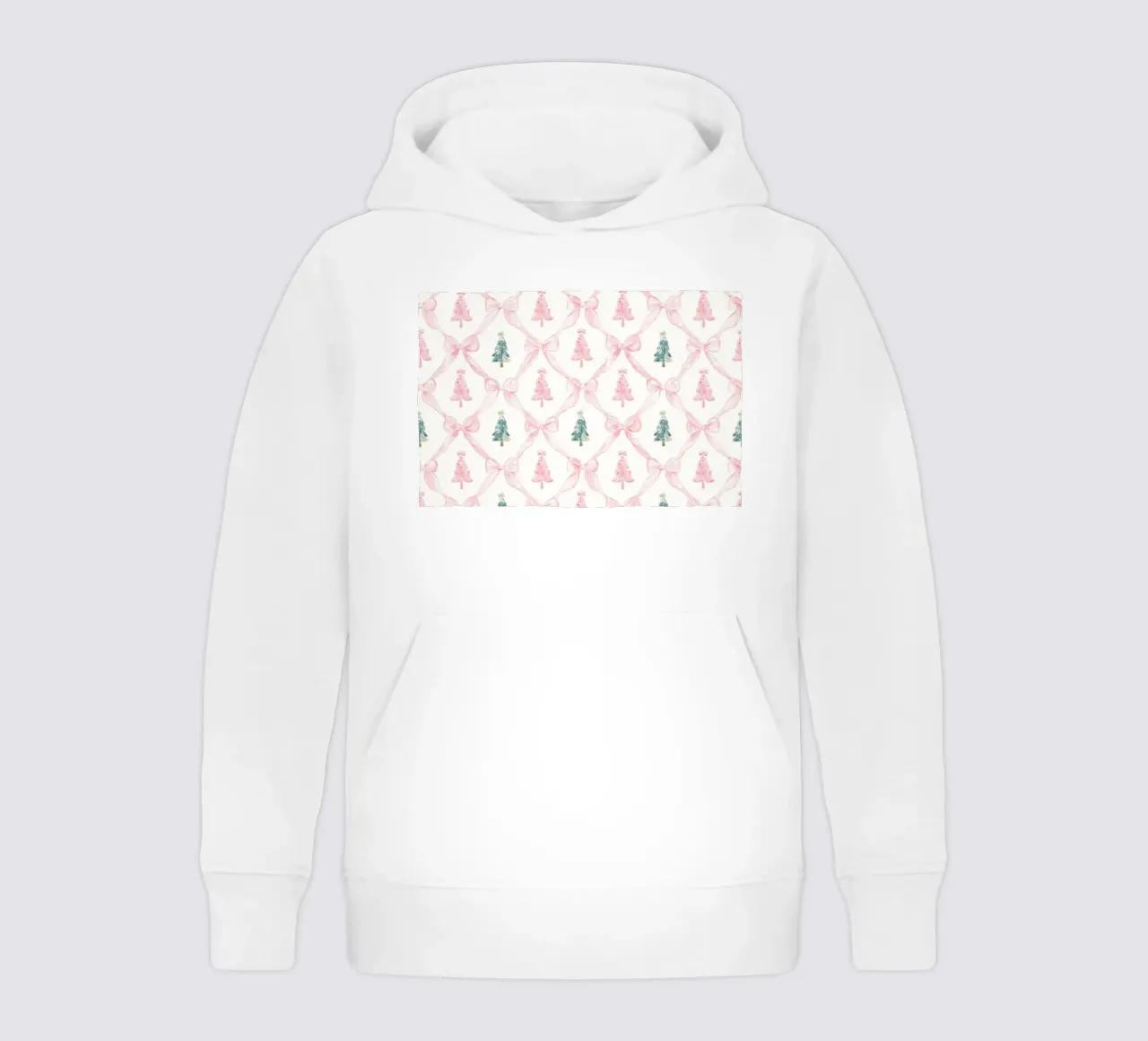Coquette Estetica Alberi di Natale rosa con fiocchi rosa Y2K felpa bambino con cappuccio da Gentle Echoes Art