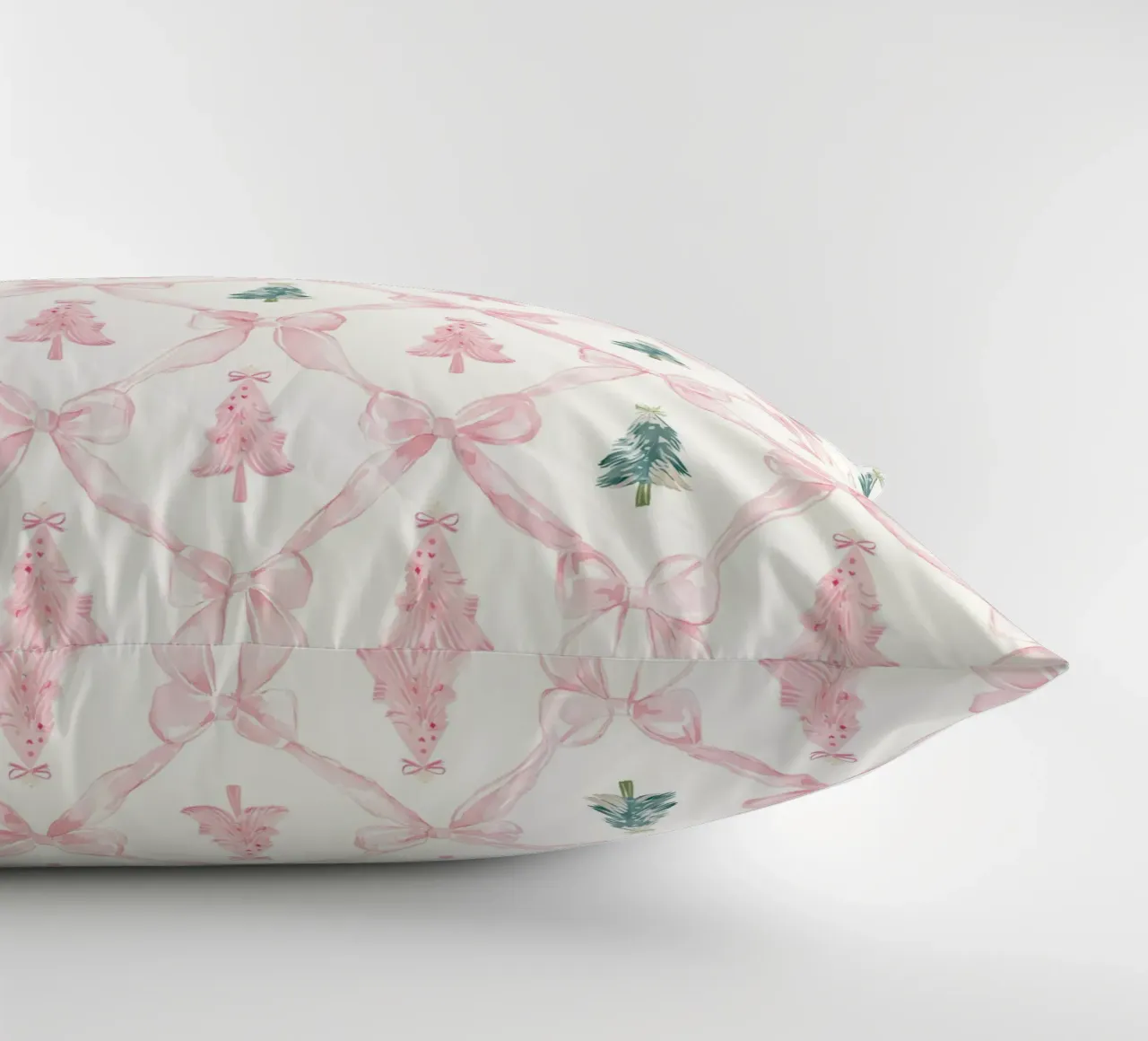 Coquette Estetica Alberi di Natale rosa con fiocchi rosa Y2K cuscino da Gentle Echoes Art