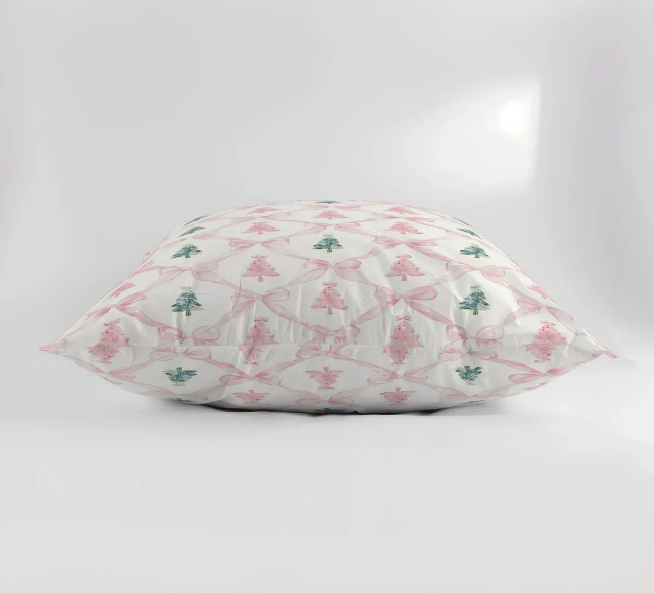 Coquette Estetica Alberi di Natale rosa con fiocchi rosa Y2K cuscino da Gentle Echoes Art