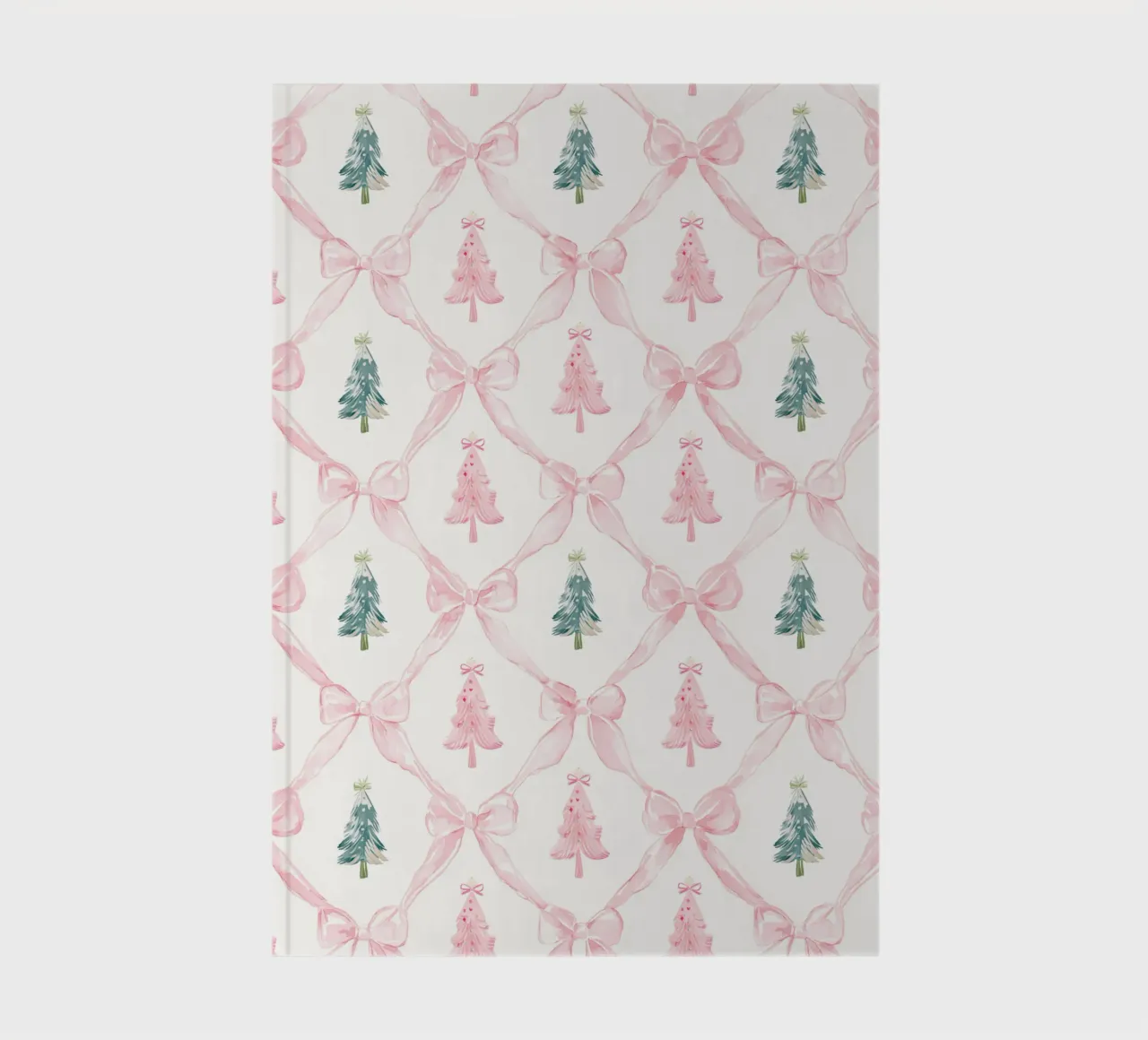 Coquette Aesthetic Pink Christmas Trees with Pink Bows Y2K notebook by Gentle Echoes Art