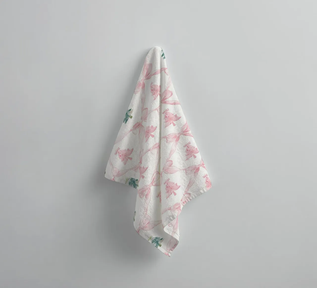 Coquette Estetica Alberi di Natale rosa con fiocchi rosa Y2K asciugamano da bagno da Gentle Echoes Art