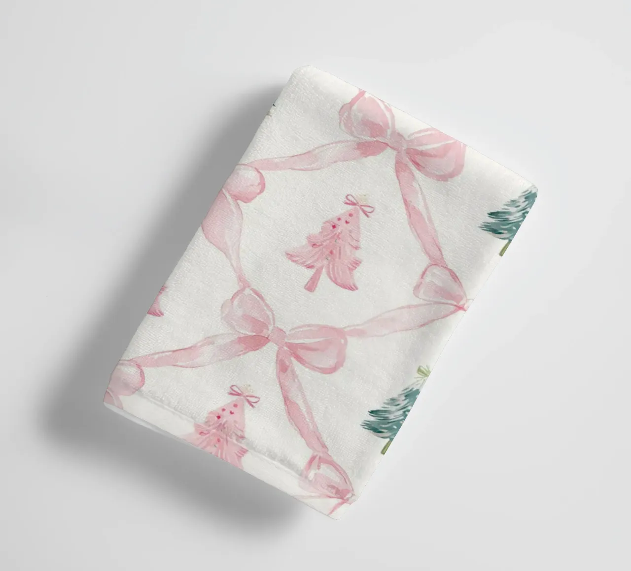 Coquette Estetica Alberi di Natale rosa con fiocchi rosa Y2K asciugamano da bagno da Gentle Echoes Art