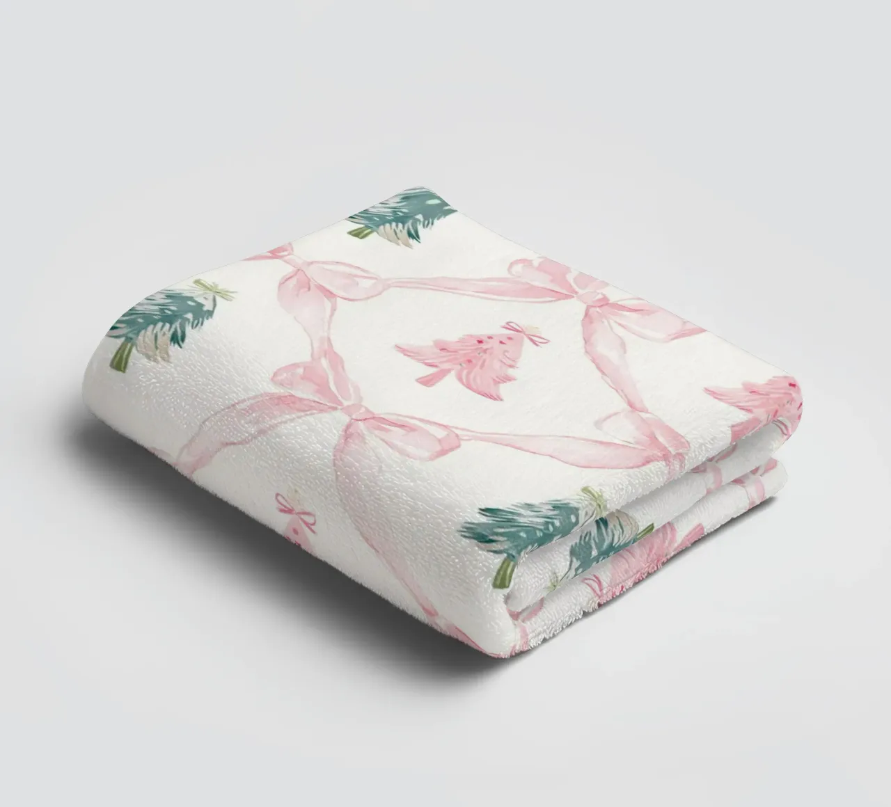 Coquette Estetica Alberi di Natale rosa con fiocchi rosa Y2K asciugamano da bagno da Gentle Echoes Art