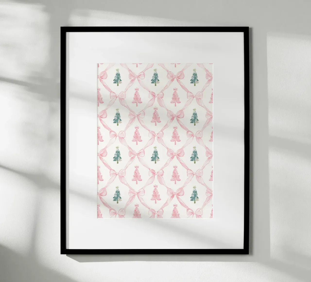 Coquette Estética Árboles de Navidad rosas con lazos rosas Y2K poster con marco de plástico de Gentle Echoes Art
